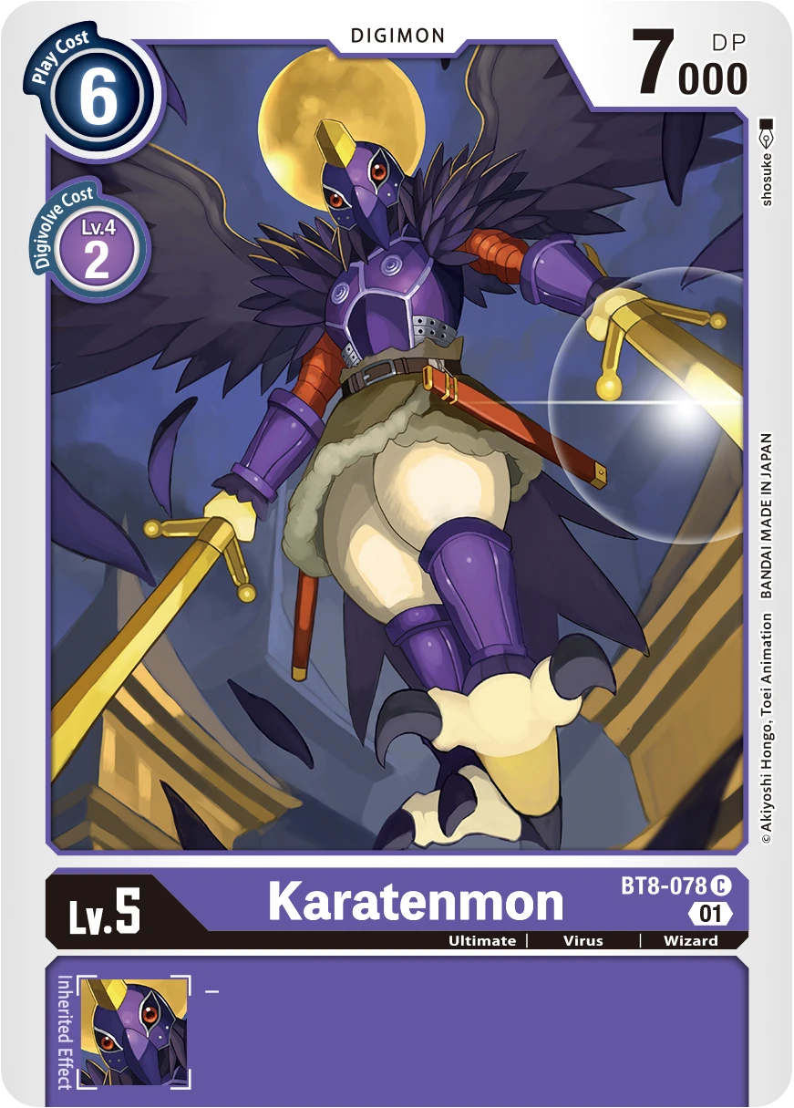 Digimon Card Game Sammelkarte BT8-078 Karatenmon