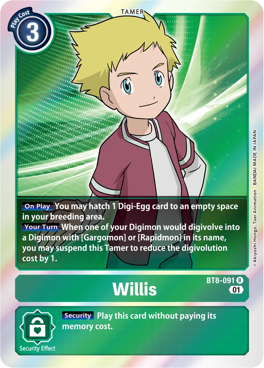 Digimon Card Game Sammelkarte BT8-091 Willis