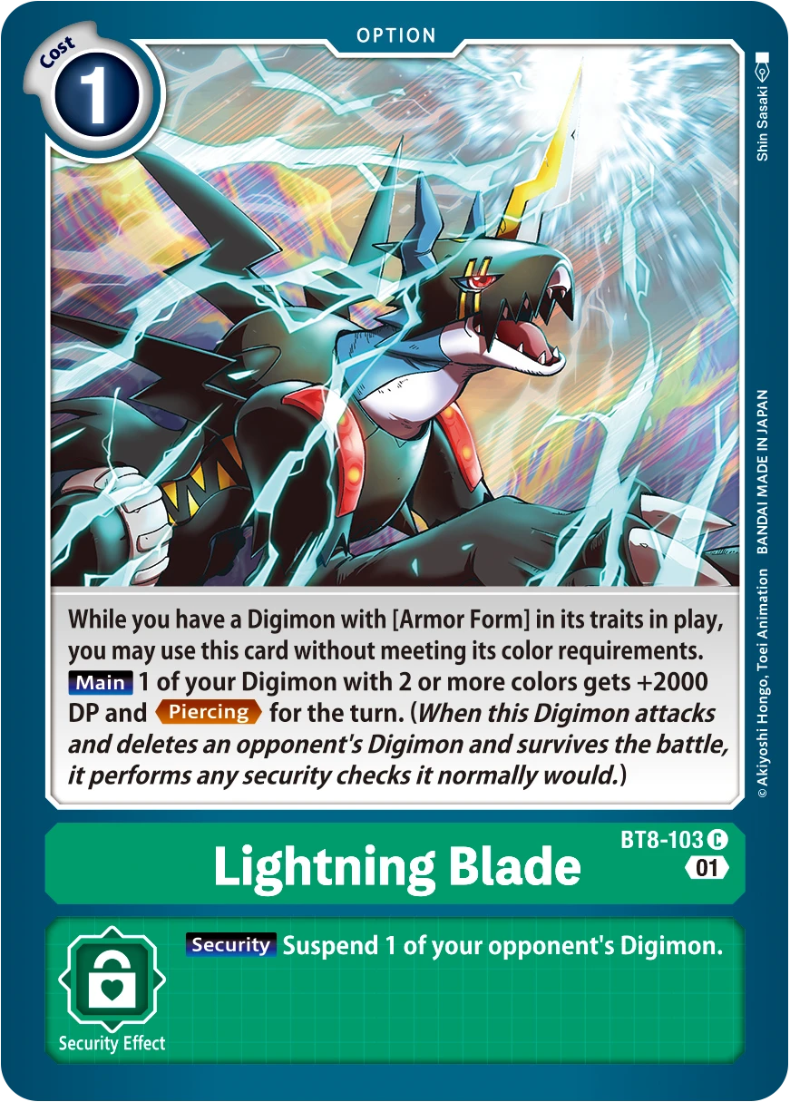 Digimon Card Game Sammelkarte BT8-103 Lightning Blade