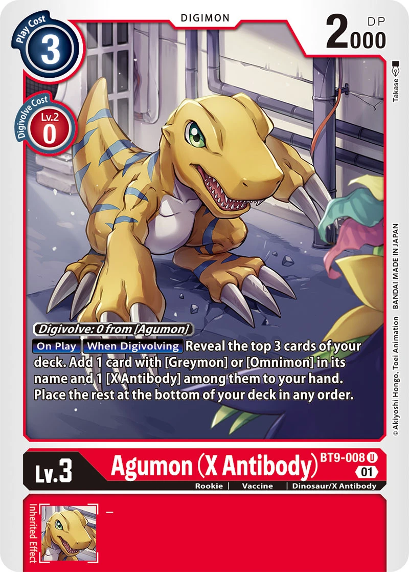 Digimon Card Game Sammelkarte BT9-008 Agumon (X Antibody)