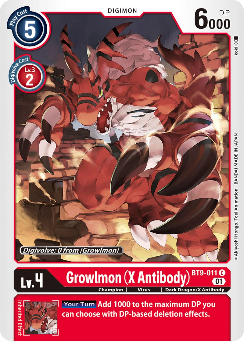 Digimon Card Game Sammelkarte BT9-011 Growlmon (X Antibody)