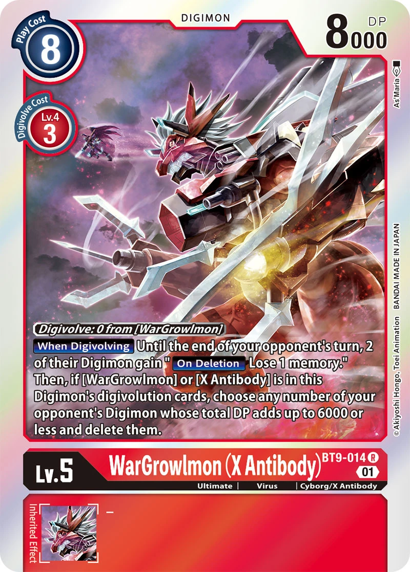 Digimon Card Game Sammelkarte BT9-014 WarGrowlmon (X Antibody)