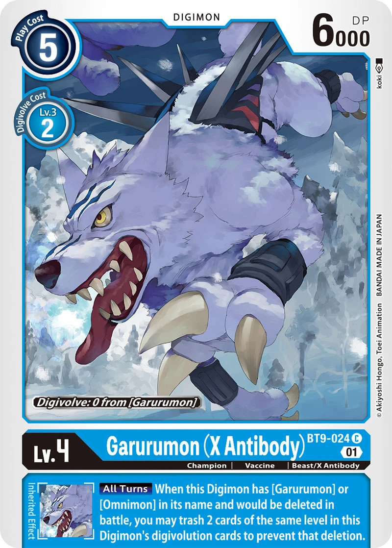 Digimon Card Game Sammelkarte BT9-024 Garurumon (X Antibody)