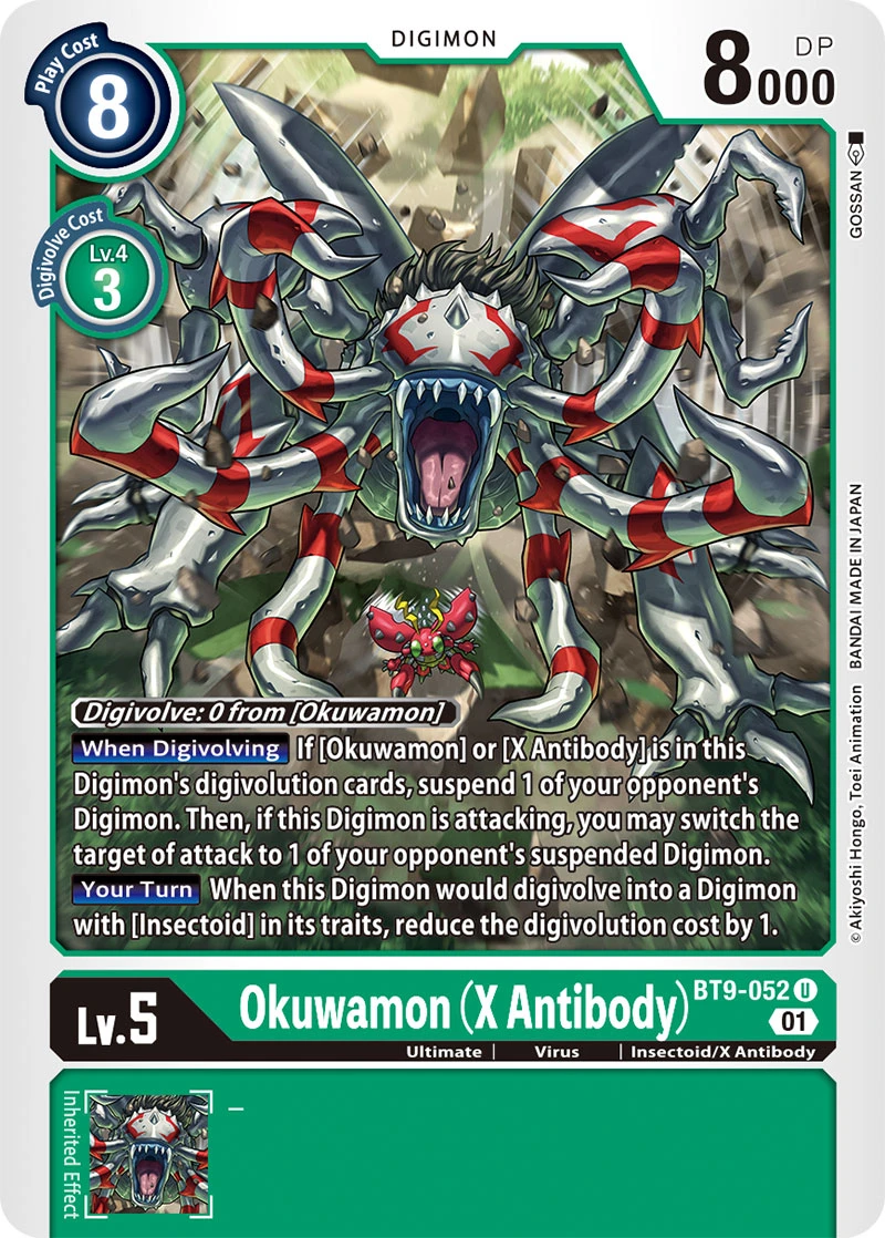 Digimon Card Game Sammelkarte BT9-052 Okuwamon (X Antibody)