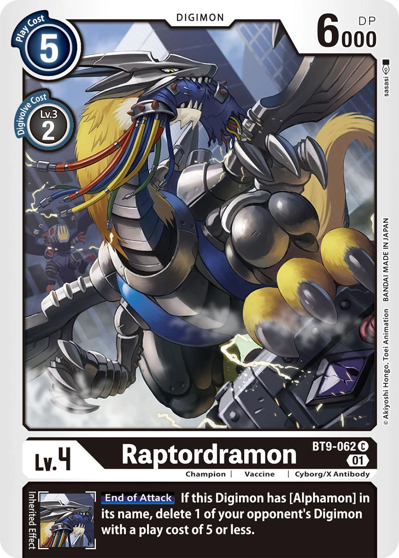 Digimon Card Game Sammelkarte BT9-062 Raptordramon