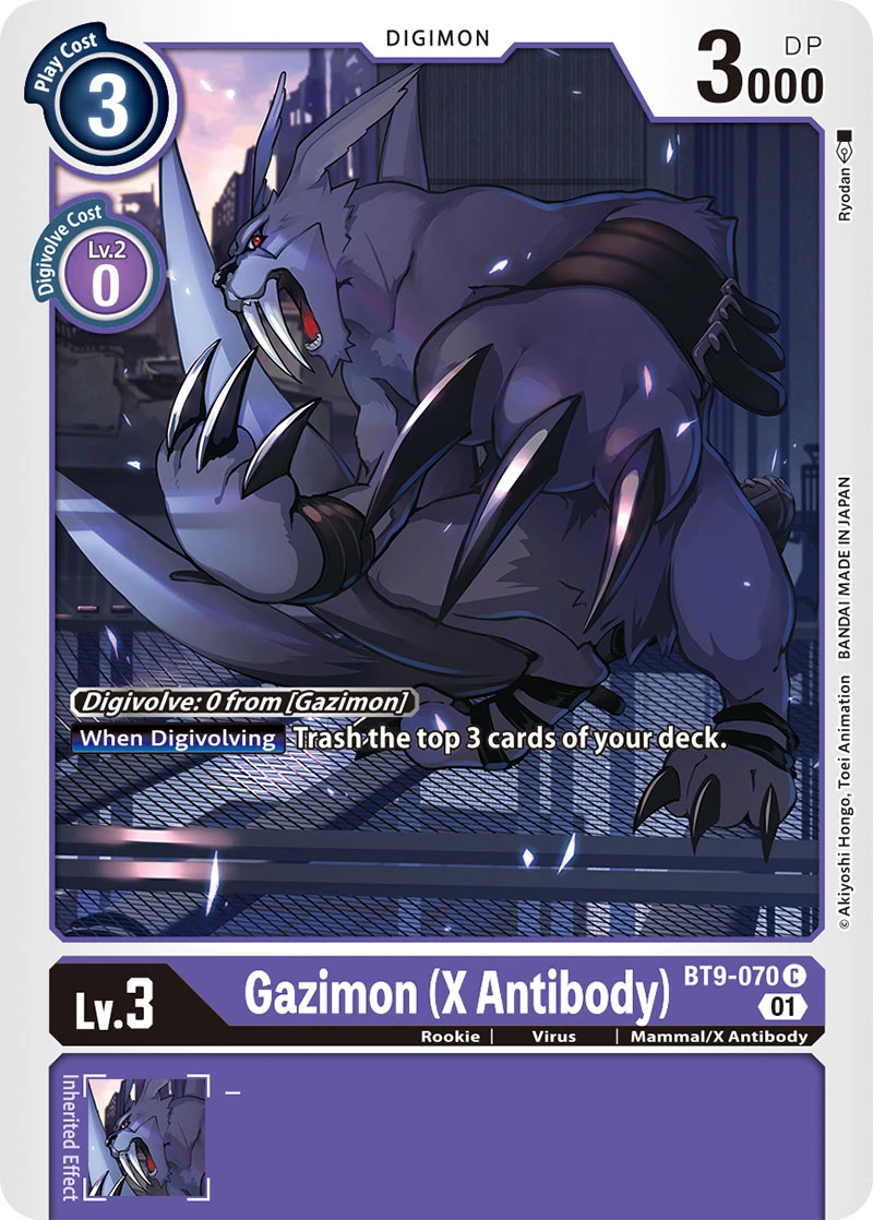 Digimon Card Game Sammelkarte BT9-070 Gazimon (X Antibody)