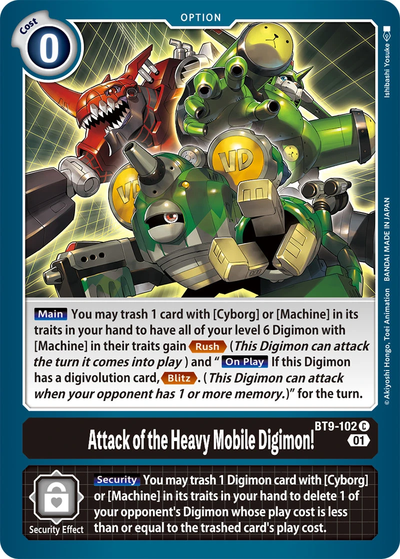 Digimon Card Game Sammelkarte BT9-102 Attack of the Heavy Mobile Digimon!