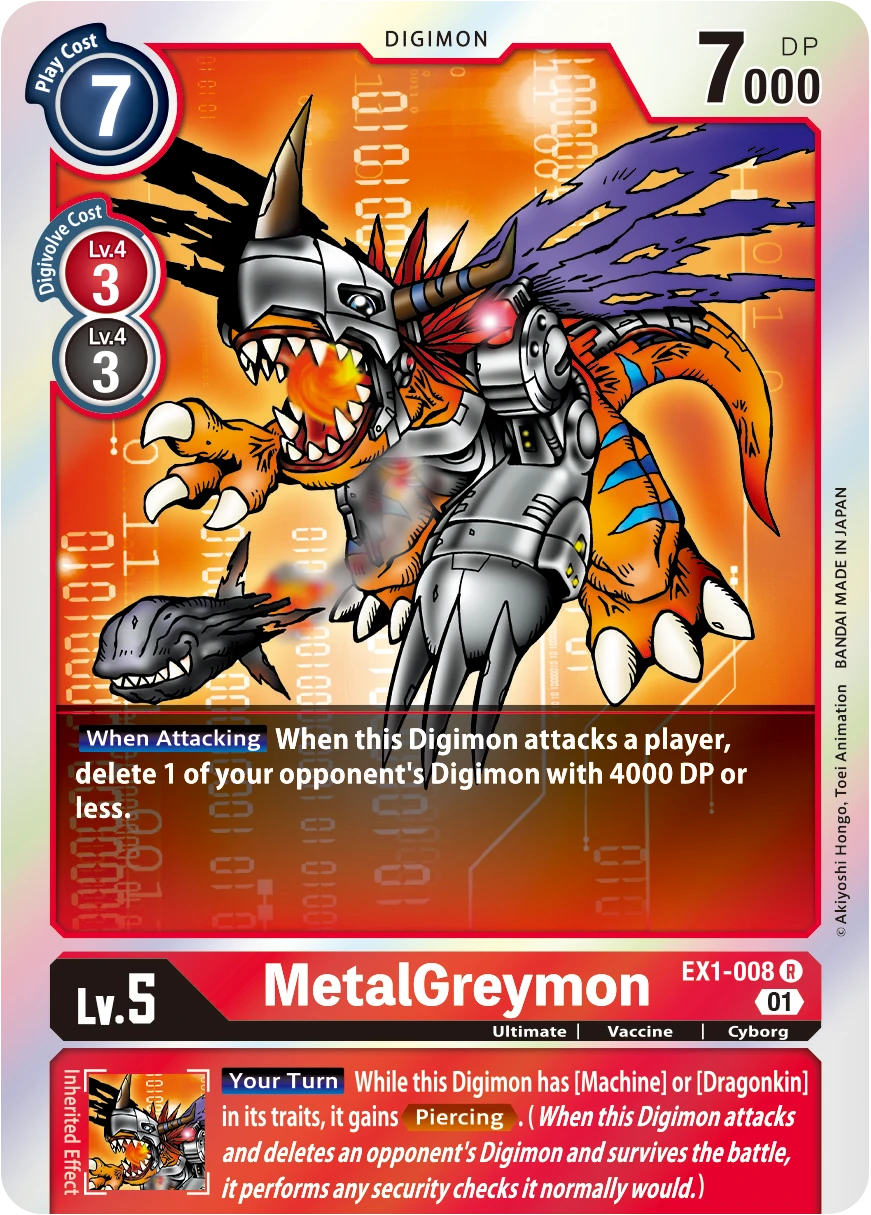 Digimon Card Game Sammelkarte EX1-008 MetalGreymon