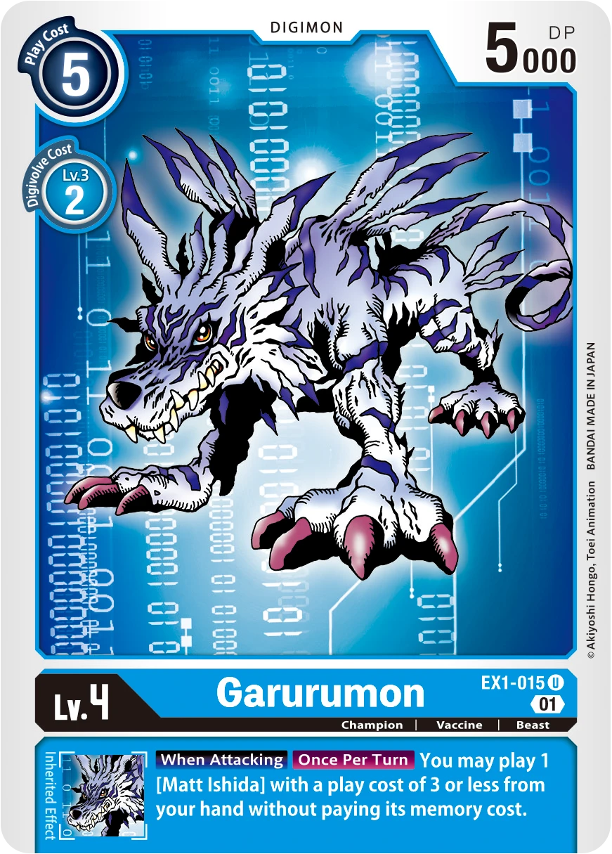Digimon Card Game Sammelkarte EX1-015 Garurumon