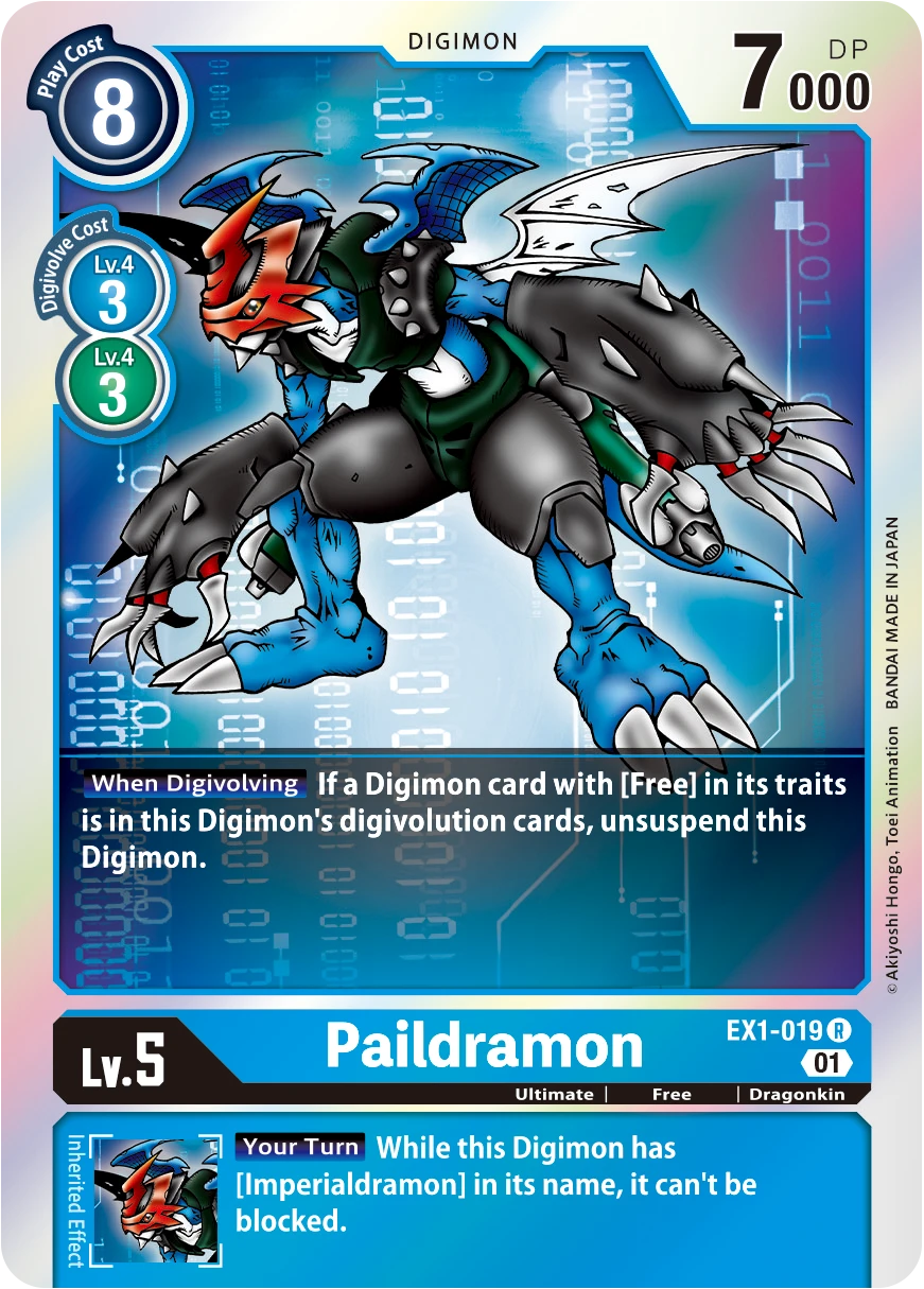 Digimon Card Game Sammelkarte EX1-019 Paildramon