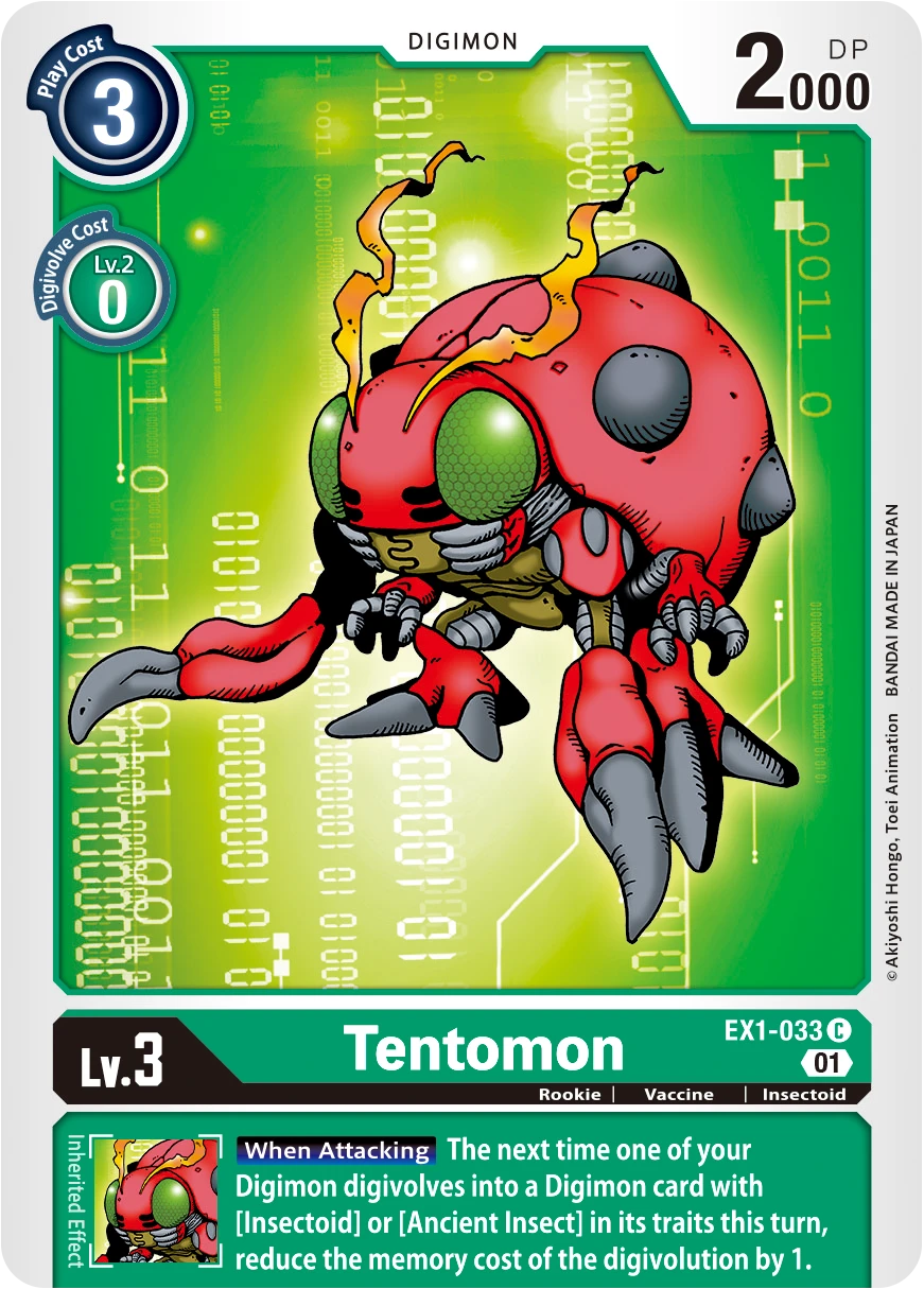 Digimon Card Game Sammelkarte EX1-033 Tentomon