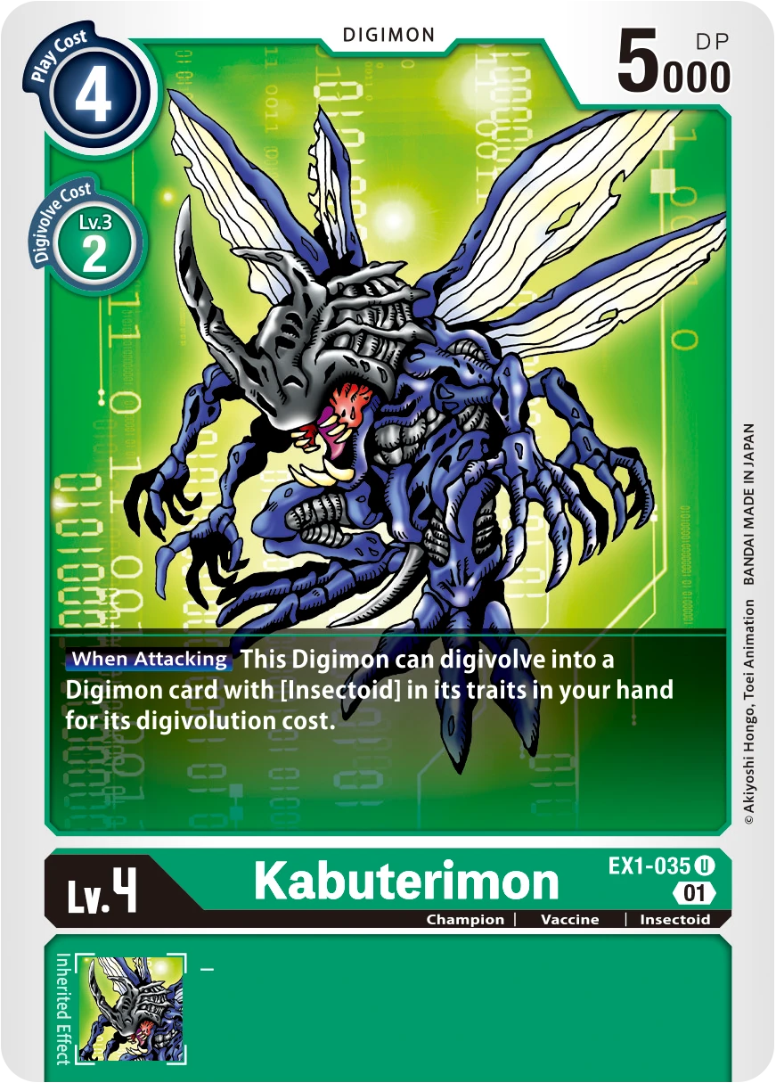 Digimon Card Game Sammelkarte EX1-035 Kabuterimon