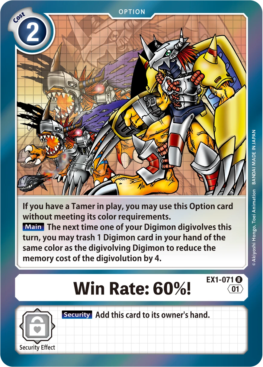 Digimon Card Game Sammelkarte EX1-071 Win Rate: 60%!