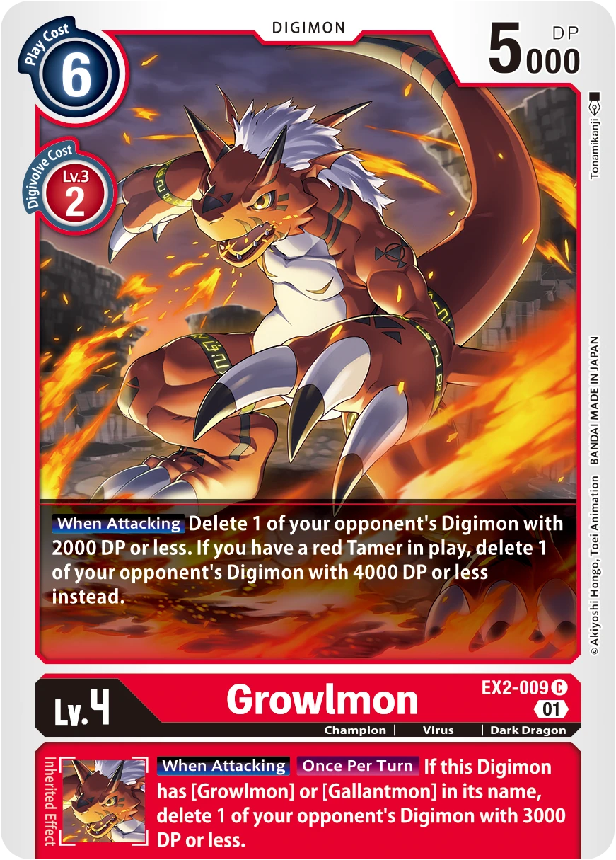 Digimon Card Game Sammelkarte EX2-009 Growlmon