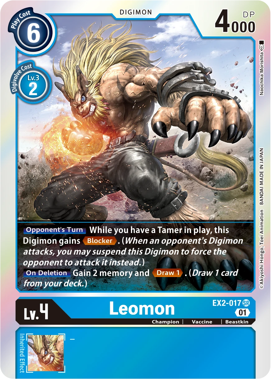 Digimon Card Game Sammelkarte EX2-017 Leomon