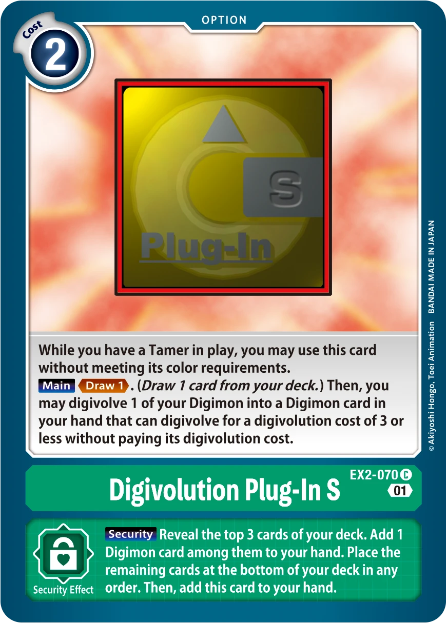 Digimon Card Game Sammelkarte EX2-070 Digivolution Plug-In S