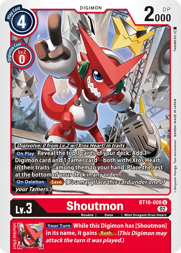 Digimon Card Game Sammelkarte BT10-008 Shoutmon