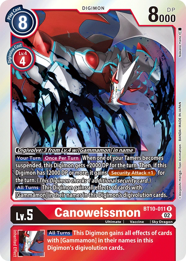 Digimon Card Game Sammelkarte BT10-011 Canoweissmon