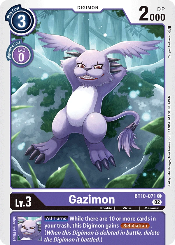 Digimon Card Game Sammelkarte BT10-071 Gazimon