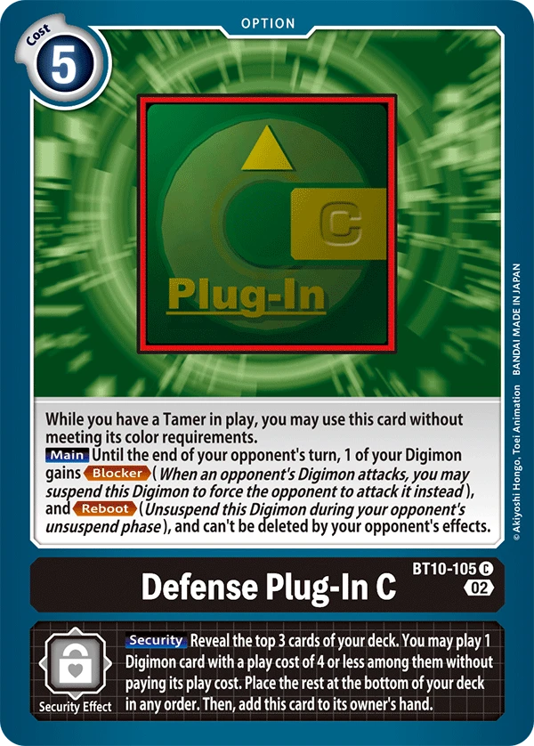 Digimon Card Game Sammelkarte BT10-105 Defense Plug-In C