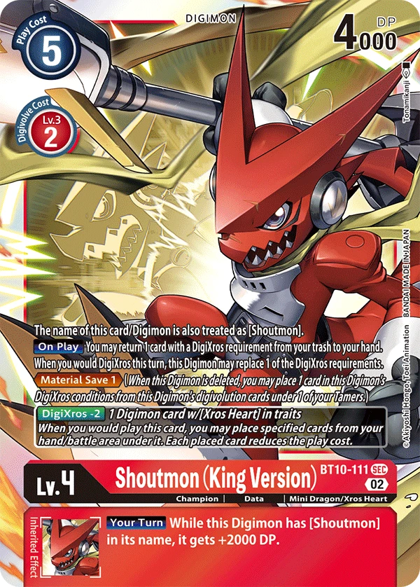 Digimon Card Game Sammelkarte BT10-111 Shoutmon (King Version)