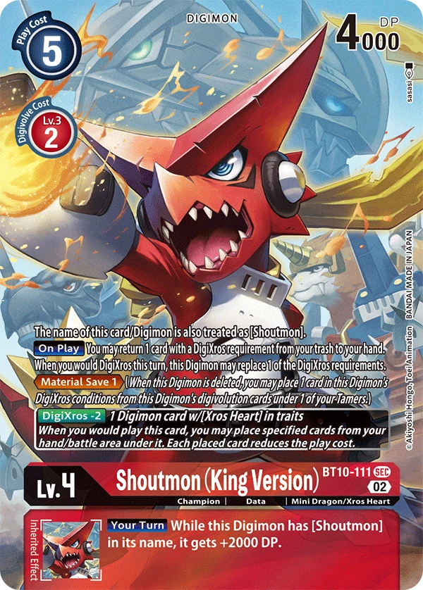 Digimon Card Game Sammelkarte BT10-111 Shoutmon (King Version) alternatives Artwork 1