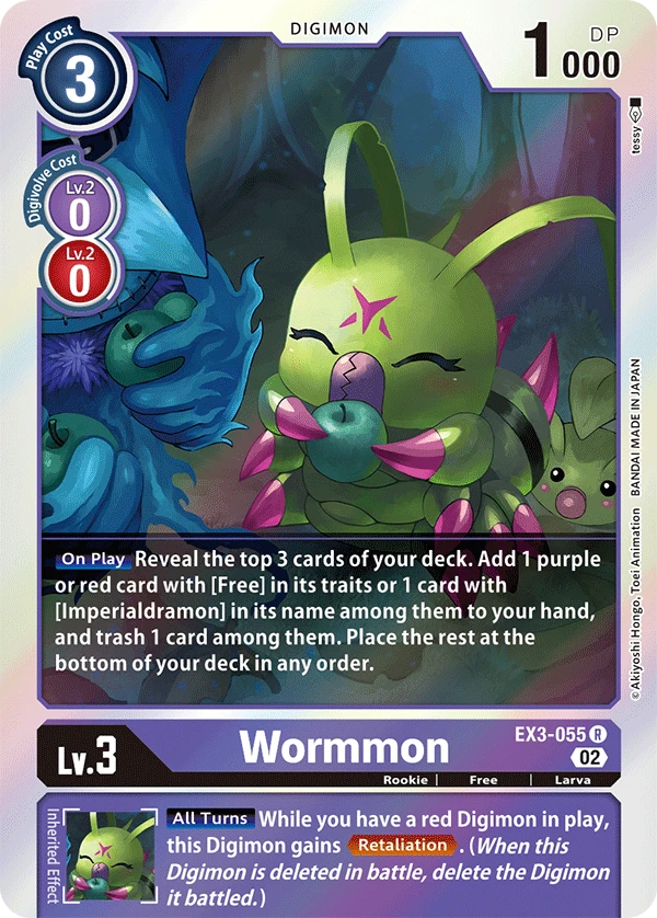 Digimon Card Game Sammelkarte EX3-055 Wormmon