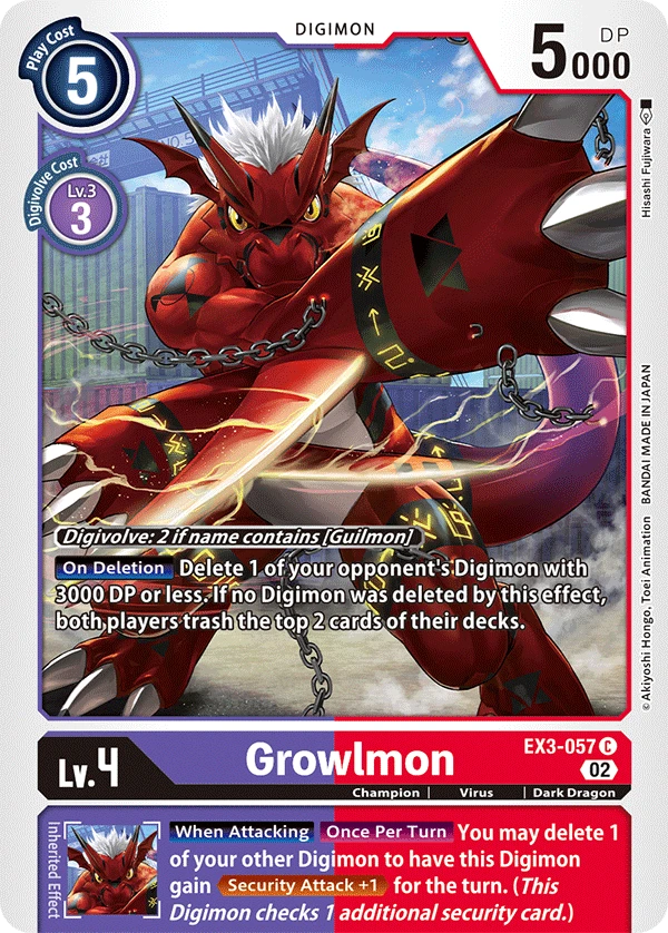Digimon Card Game Sammelkarte EX3-057 Growlmon