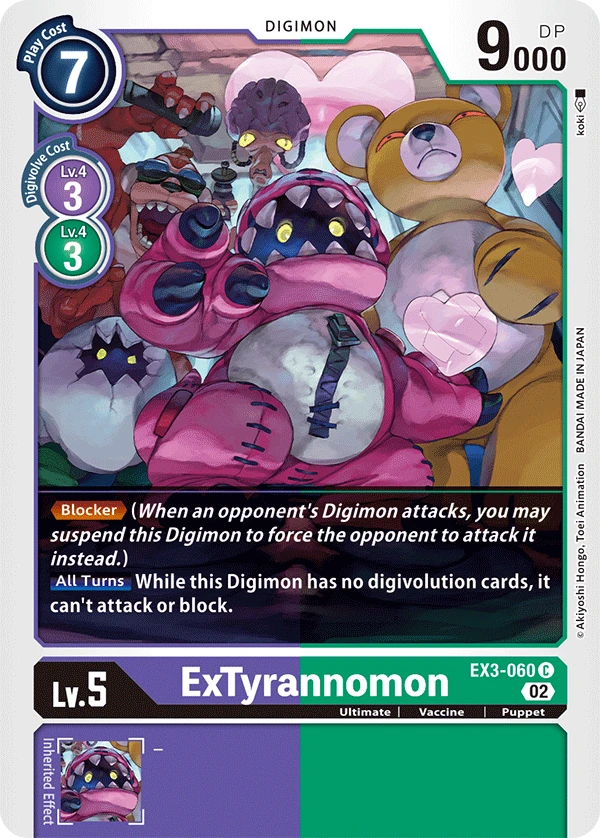 Digimon Card Game Sammelkarte EX3-060 ExTyrannomon