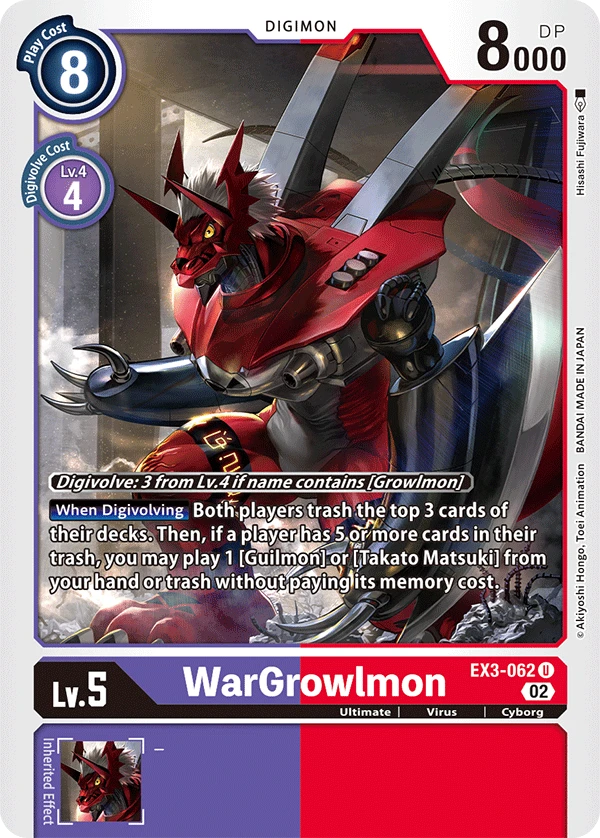 Digimon Card Game Sammelkarte EX3-062 WarGrowlmon