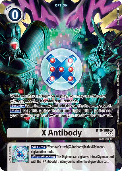 Digimon Card Game Sammelkarte BT9-109 X Antibody alternatives Artwork 1