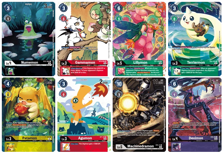 Die 8 Siegerkarten der ersten Illustration Competition des Digimon Card Game. Alle Karten sind in einem Pack enthalten.