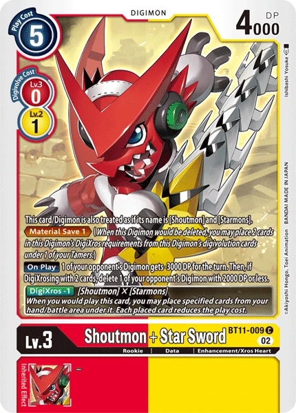 Digimon Card Game Sammelkarte BT11-009 Shoutmon + Star Sword