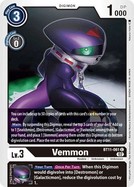 Digimon Card Game Sammelkarte BT11-061 Vemmon