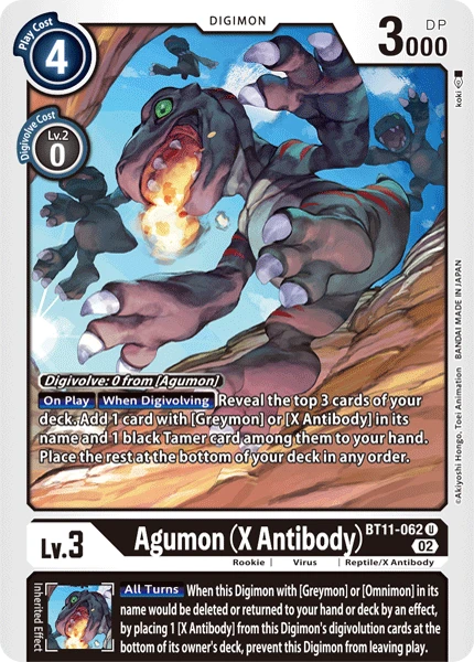 Digimon Card Game Sammelkarte BT11-062 Agumon (X Antibody)