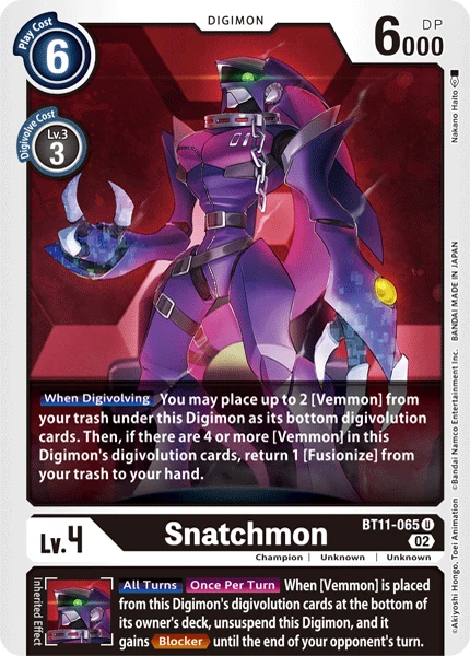 Digimon Card Game Sammelkarte BT11-065 Snatchmon