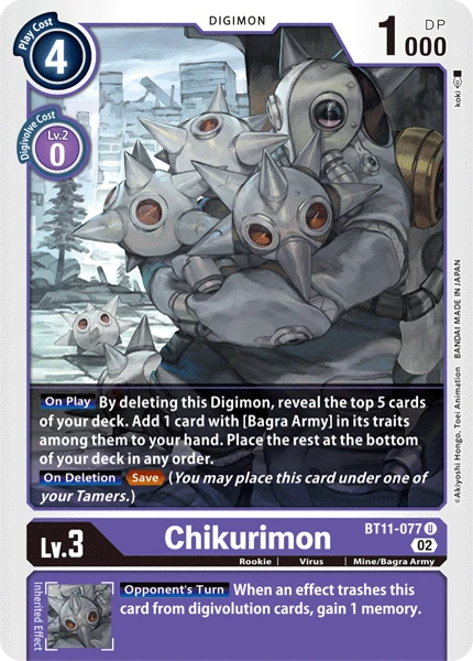 Digimon Card Game Sammelkarte BT11-077 Chikurimon