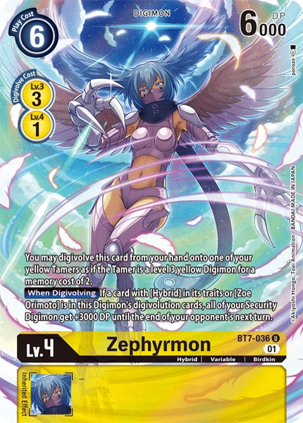 Digimon Card Game Sammelkarte BT7-036 Zephyrmon alternatives Artwork 2