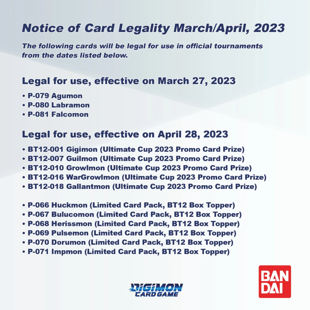 Digimon Card Game BT-14 Legalitätsliste bis zum Release
