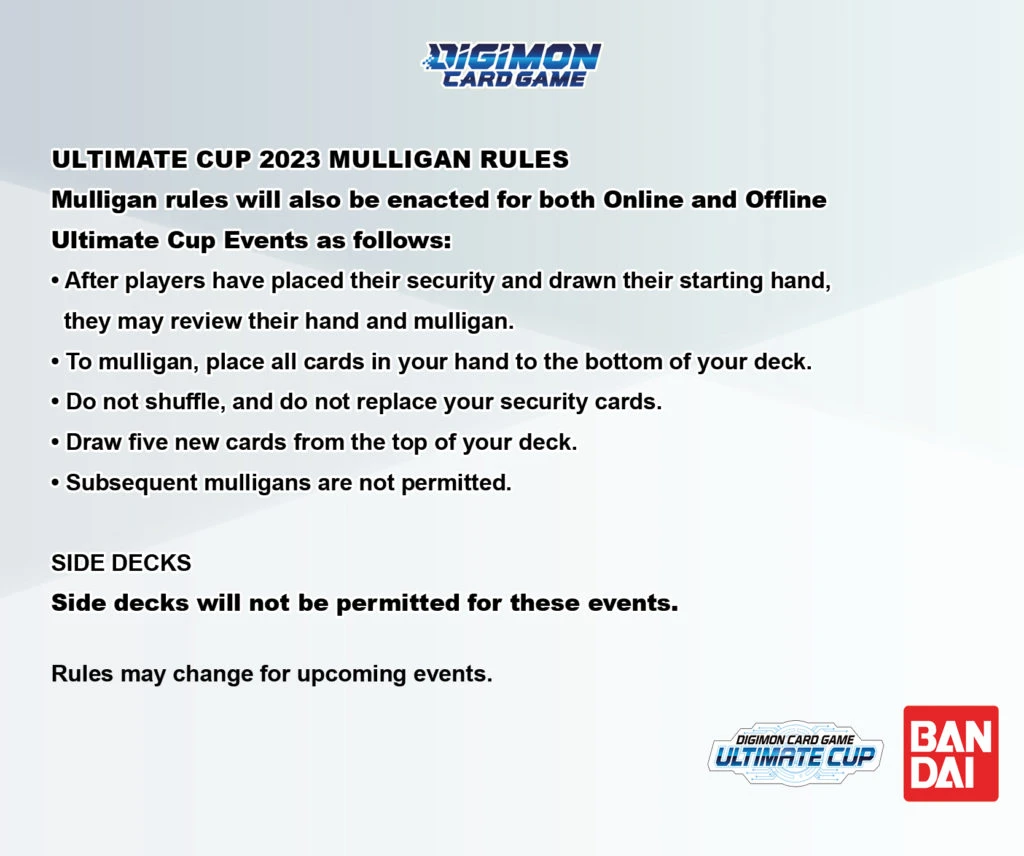 Digimon Card Game Ultimate Cup 2023: Mulligan ist erlaubt, ein Sidedeck nicht