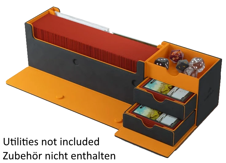 Gamegenic Cards Lair 400+ Schwarz/Orange Offen, Vorderseite mit Schubladen