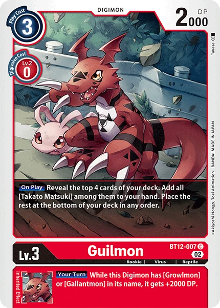 Digimon Card Game Sammelkarte BT12-007 Guilmon