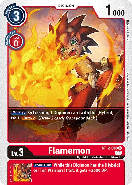 Digimon Card Game Sammelkarte BT12-009 Flamemon