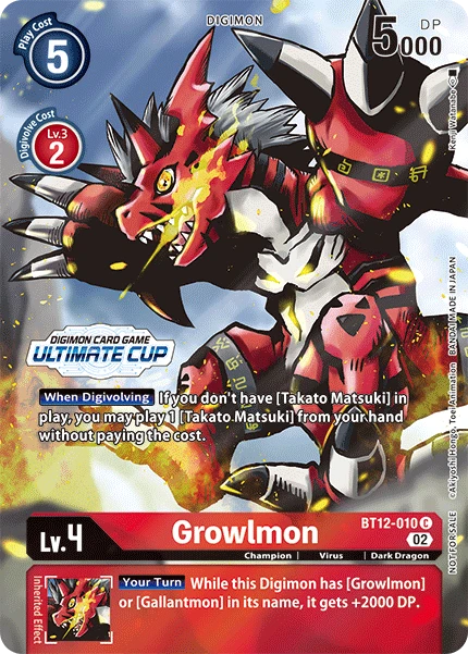 Digimon Card Game Sammelkarte BT12-010 Growlmon alternatives Artwork 1