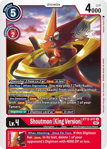 Digimon Card Game Sammelkarte BT12-011 Shoutmon (King Version).