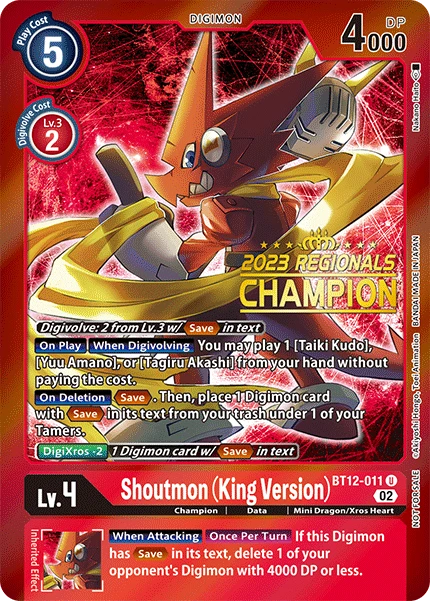 Digimon Card Game Sammelkarte BT12-011 Shoutmon (King Version). alternatives Artwork 3