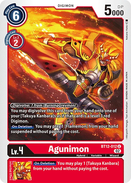 Digimon Card Game Sammelkarte BT12-012 Agunimon