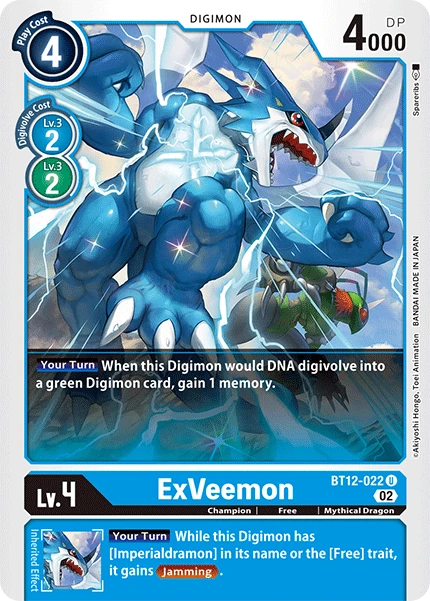 Digimon Card Game Sammelkarte BT12-022 ExVeemon