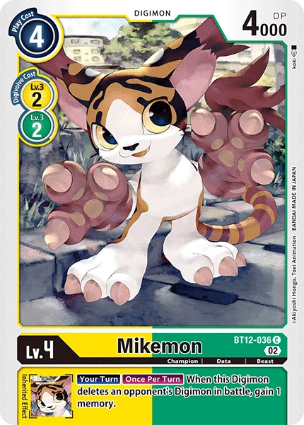 Digimon Card Game Sammelkarte BT12-036 Mikemon
