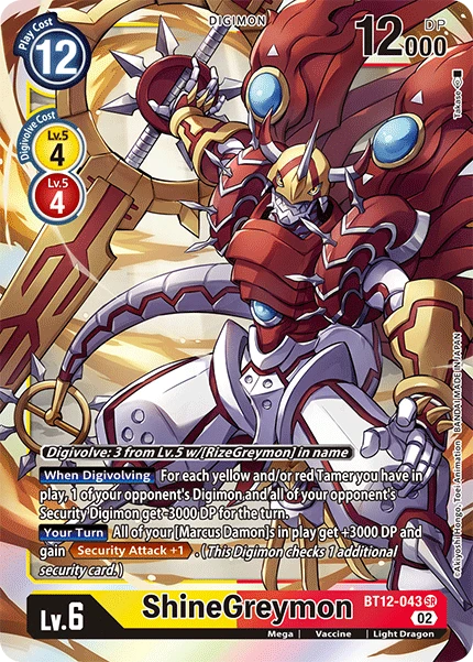Digimon Card Game Sammelkarte BT12-043 ShineGreymon